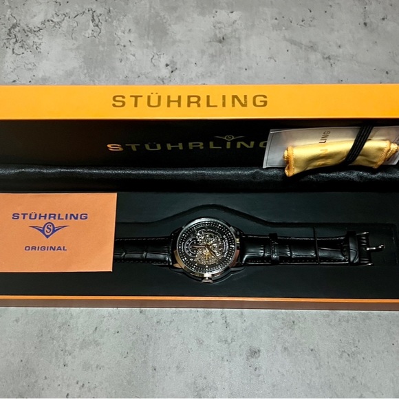 NWT Stuhrling Original Men’s Automatic Skeleton Watch - Picture 8 of 9